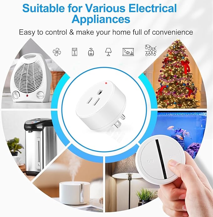 Greencycle Smart Wireless Remote Control Outlet Plug,WiFi Outlets for Household,On Off Smart Outlets Switch Compatible with Tuya,Alexa and Google Assistant,Timer Outlet,No Wiring,White