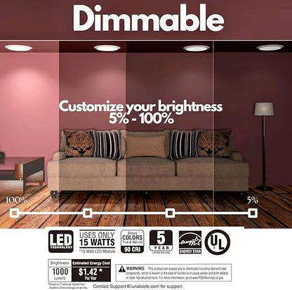 7.5 Inch Disc Light- 1 Pack Dimmable Ceiling Light Fixtures | 5cct LED Lights 2700K/3000K/3500K/4000K/5000K | Flush Mount Ceiling Lights I ETL & UL Certified I LED Lights for Bedoom