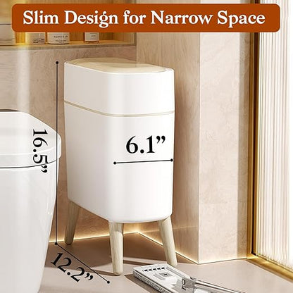 LALASTAR Small Bathroom Trash Can Automatic Touchless, Bathroom Garbage Can with a Lid, Motion Sensor trashcan for Bedroom, Kitchen, Office, 2.5 Gallon, White