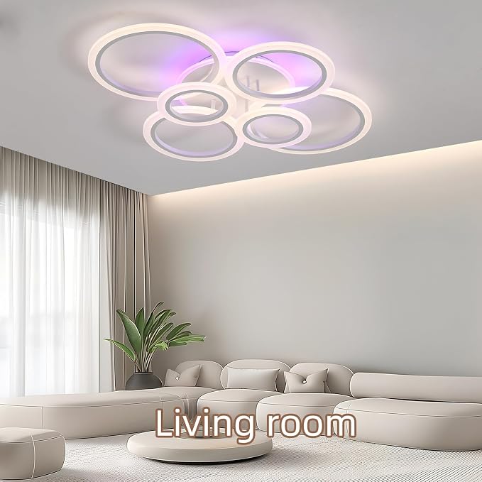 70W Modern Flush Mount Ceiling Light, Dimmable Remote, White | 4200LM Brightness, Adjustable 3000-6000K Lighting, Ideal for Living Room, Bedroom & Kitchen