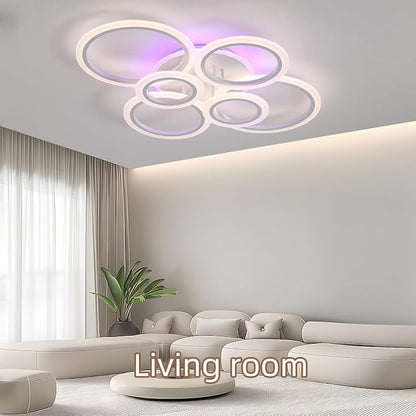 70W Modern Flush Mount Ceiling Light, Dimmable Remote, White | 4200LM Brightness, Adjustable 3000-6000K Lighting, Ideal for Living Room, Bedroom & Kitchen