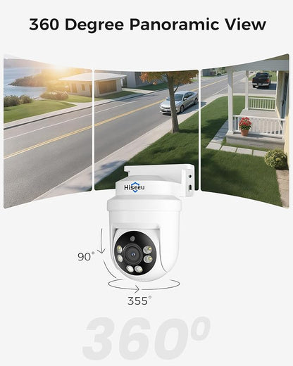 Hiseeu 5MP HD-TVI Dome PTZ Home Surveillance Cameras with 355° pan and 90° tilt,100ft IR Night Vision,IP67 Weatherproof Wired Security Camera for Indoor Outdoor Security Replacement Camera 1PCS
