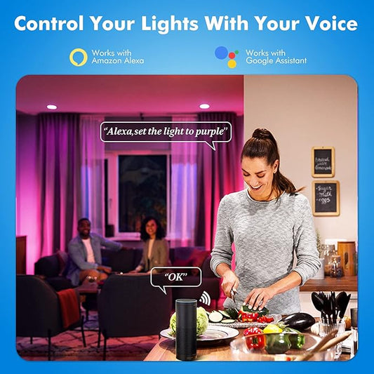Smart WiFi MR16 Color Changing led Bulbs, Dimmable with App Control, 40° Beam Angle AC/DC12V GU5.3 Base, Compatible with Alexa and Google Home Assistant, No Hub Required 2 Pack
