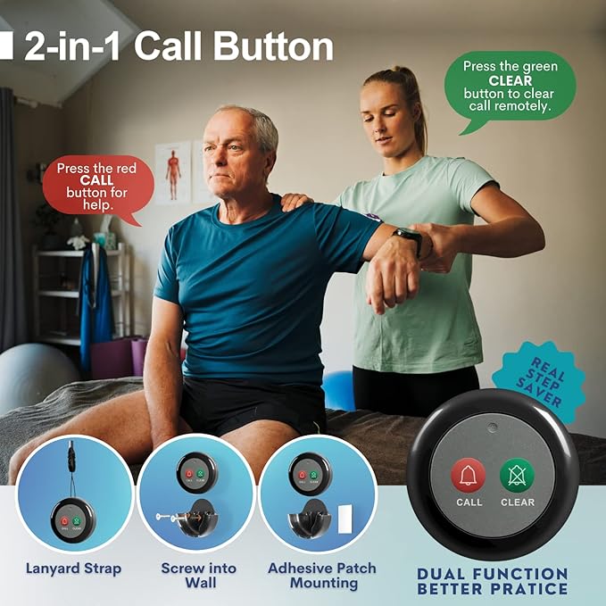 Nurse Call System Caregiver Pager Call System with 10 Dual Feature Call Buttons and 1 Central Monitoring Unit Clinic Care Restaurant Assisted Living Nursing Customers Patients Residents
