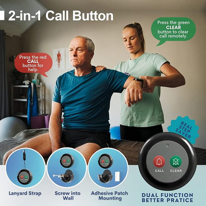 Nurse Call System Caregiver Pager Call System with 10 Dual Feature Call Buttons and 1 Central Monitoring Unit Clinic Care Restaurant Assisted Living Nursing Customers Patients Residents