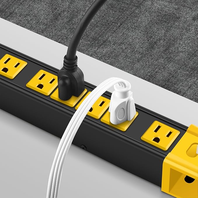 CCCEI Heavy Duty Power Strip Surge Protector - 6 Outlet Industrial Strip with 15A, 1200 Joules - ETL Listed Metal for Shop, Workshop, Garden (15FT, Black)