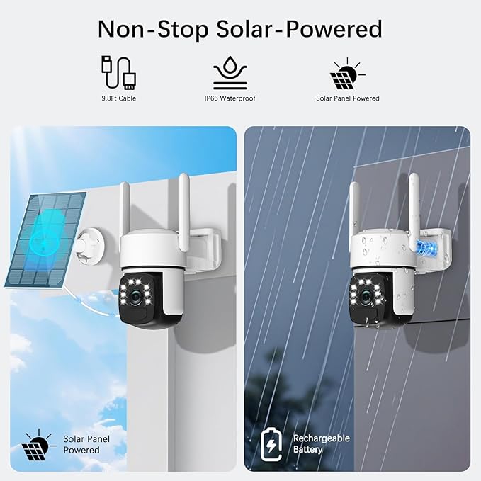 Solar Security Cameras Wireless Outdoor,4 Cam-Kit,Solar-Powered,No Subscription,Home Security Cameras System with 4MP Color Night Vision,Auto Tracking,Spotlight & Siren,32GB Memory Card,2.4 & 5G WiFi