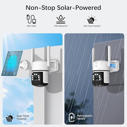 Solar Security Cameras Wireless Outdoor,4 Cam-Kit,Solar-Powered,No Subscription,Home Security Cameras System with 4MP Color Night Vision,Auto Tracking,Spotlight & Siren,32GB Memory Card,2.4 & 5G WiFi