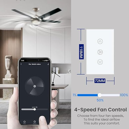 Smart Fan Switch Need Neutral Wire,White