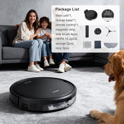 Robot Vacuum and Mop Combo, 2 in 1 Mopping Robotic Vacuum Cleaner w Schedule,Robot Vacuum Self Emptying App/Remote,5000Pa Strong Suction, Slim, Ideal for Hard Floor, Pet Hair (F7s)