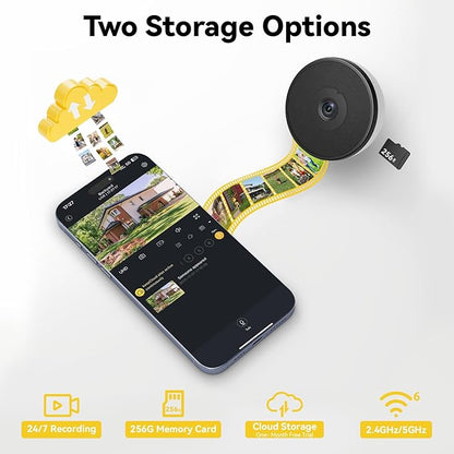 Window Camera 2 Pack, 4MP Indoor Camera with Phone App, Dual-Band WiFi 6 Cameras for Home Security with Full Color Night Vision, AI Person & Motion Detection, 24/7 Recording, Compatible with Alexa