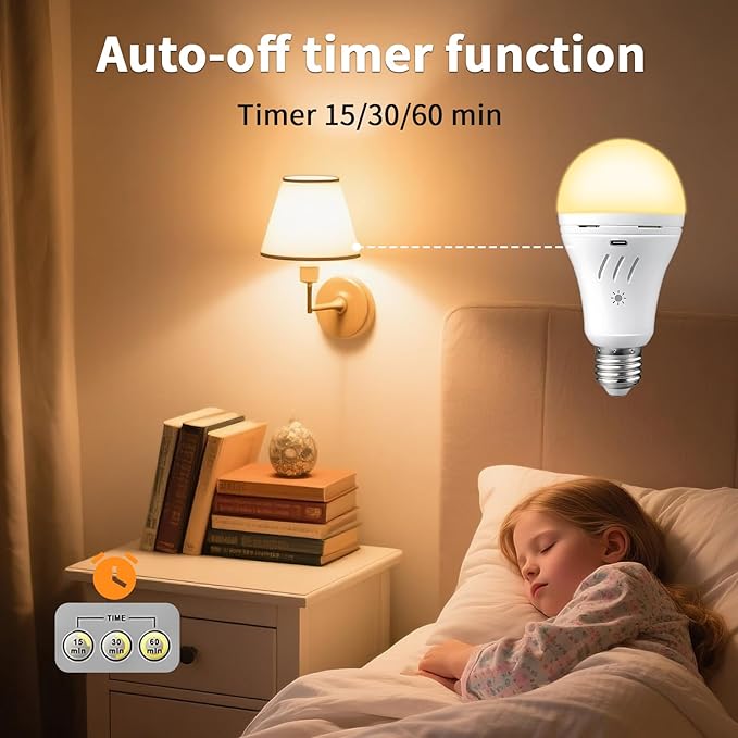 A19 Rechargeable Light Bulbs with Remote,USB & E26 Socket Dual Charging,3 Colors LED Dimmable,Touch,Hardwired & Non-Wired, Battery Operated Backup Light Bulb for Power Outage Camping Outdoor Hurricane