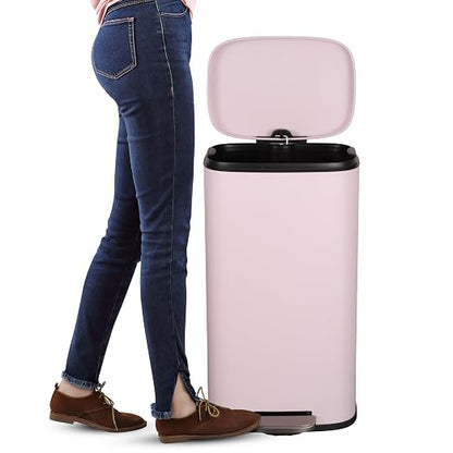 happimess Curtis 8 Gal Step Trash Can Soft Close 25", Blush Pink
