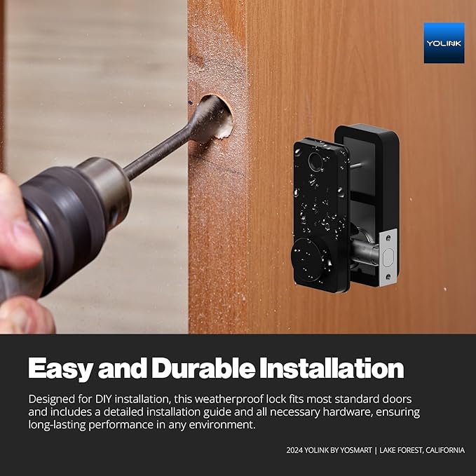 YoLink Smart Deadbolt Lock with Fingerprint, Keypad, IC Card, Fob and App Control LoRa Long Range, Alexa, Google, IFTTT and Home Assistant YoLink Hub Required
