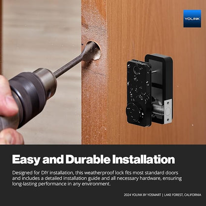 YoLink Smart Deadbolt Lock with Fingerprint, Keypad, IC Card, Fob and App Control LoRa Long Range, Alexa, Google, IFTTT and Home Assistant YoLink Hub Required