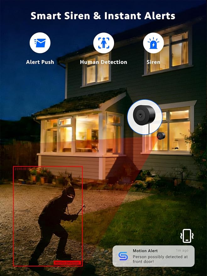 2K Window Camera for Home Security, Dual Band WiFi Indoor Window Camera | 2.4GHz & 5GHz WiFi, Color Night Vision, AI Motion Detection, Two-Way Audio, Anti-Reflection
