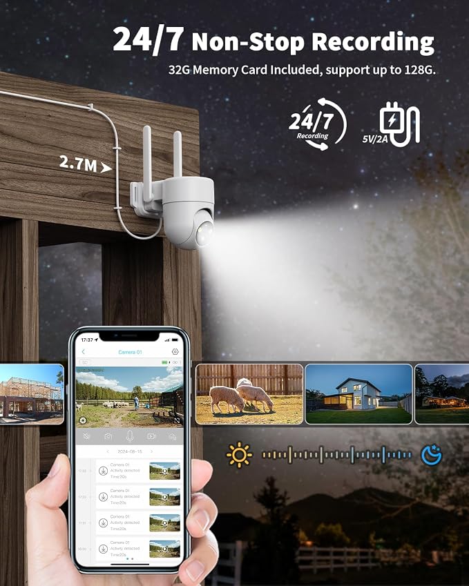 LIWAN Wired Cellular Security Camera, No WiFi Needed, Indoor, White, 1 Pack