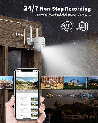 LIWAN Wired Cellular Security Camera, No WiFi Needed, Indoor, White, 1 Pack