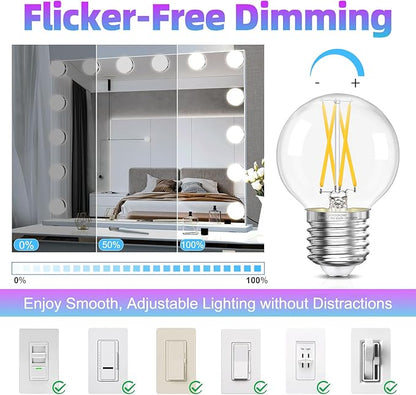 GvvooHome G16.5 LED Bulb Dimmable, 6W, 60 watt Equivalent, 4000K Neutral White E26 Globe Bulb, Round Edison Bulbs for Ceiling Fan, Pendant, Chandeliers, 90+CRI 600LM, 6 Pack