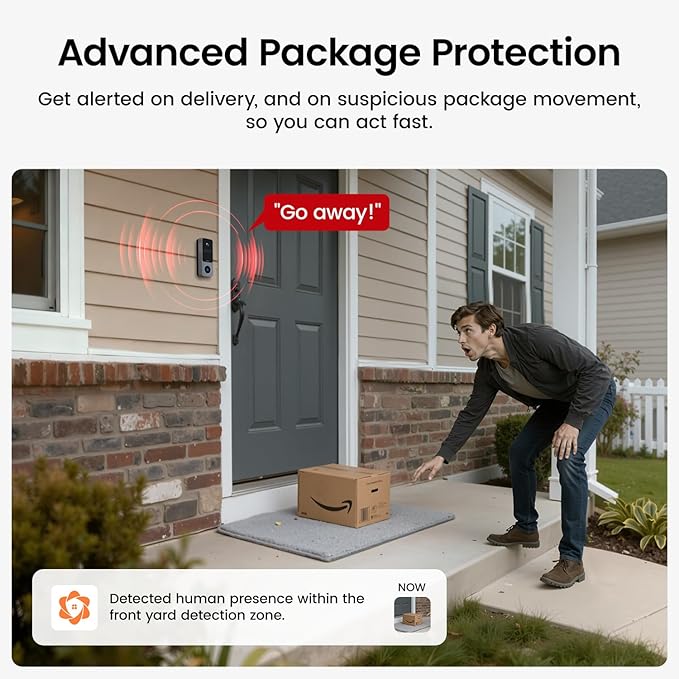 DEKCO Wireless Video Doorbell Camera, 2K Head-to-Toe View (9:16), 170° Wide Angle, Battery Powered Home Security, PIR Motion & AI Human/Package Detection, Voice Changer, Cloud Storage Edition