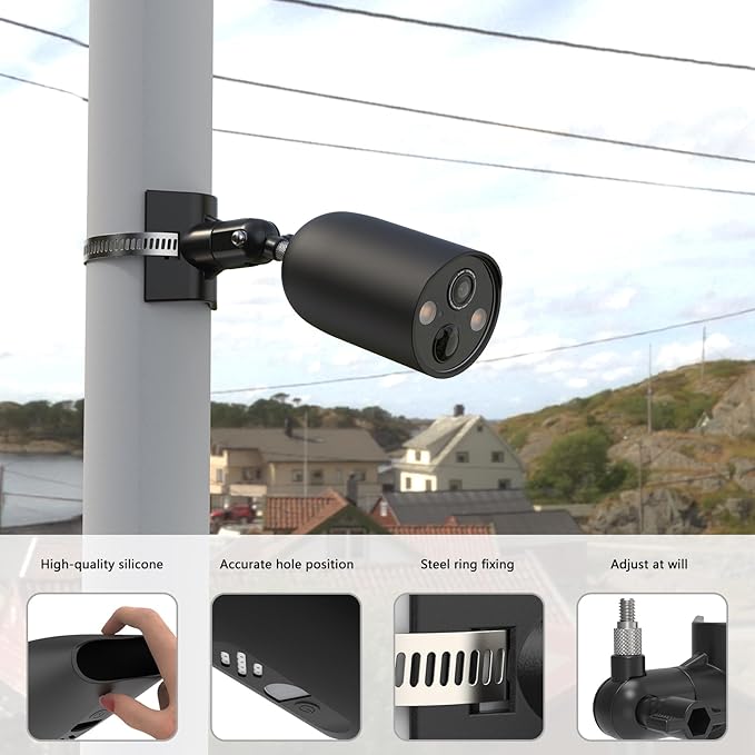 Pole Mounting Bracket & Silicone Skin Cover for TP-Link Tapo MagCam 2024 PCMag(Tapo C425) and Tapo SolarCam 2K Security Cameras