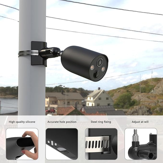 Pole Mounting Bracket & Silicone Skin Cover for TP-Link Tapo MagCam 2024 PCMag(Tapo C425) and Tapo SolarCam 2K Security Cameras