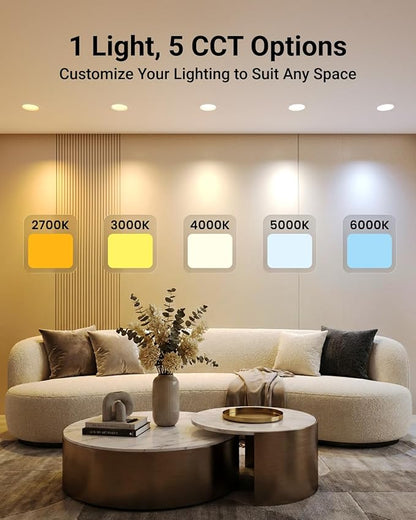 Sunco 12 Pack Retrofit LED Recessed Lighting 6 Inch, Can Lights for Ceiling, 1200 LM, 15W, Selectable CCT 2700K/3000K/4000K/5000K/6000K, Dimmable, Ultra Thin Flat Light Fixture UL.