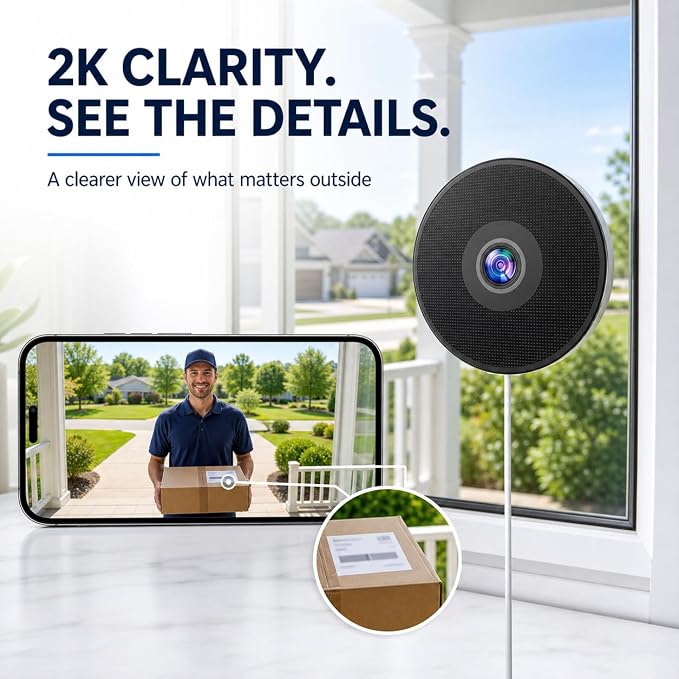 2 Pack Window Security Camera, 2K Smart Window Camera with Color Night Vision , Stick On Window Cameras for Home Security With 5G & 2.4G Dual Band, Two Way Audio Camera for Window, Motion Detection
