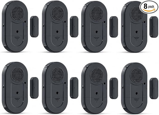 Sanjie Door Window Alarm Sensors, 8 Pack, 125dB, Volume Control | Easy-install door and window alarms with loud adjustable alerts, long battery life, and versatile use for home safety