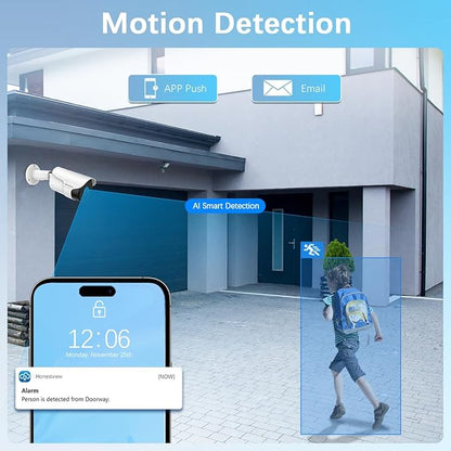 【90ft Super Night Vision】 Wired Security Camera System, Home Video Security Cameras Systems, POE DVR Surveillance Kits