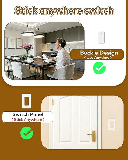 NineLeaf Wireless Remote Outlet Switch,Remote Lamp Switch,On Off Light Plug Decorator Switches Wall Mounted, 500FT, 15A/1500W, TUV List,Programmable, No Wiring,Lamp,Fans,Household Appliances
