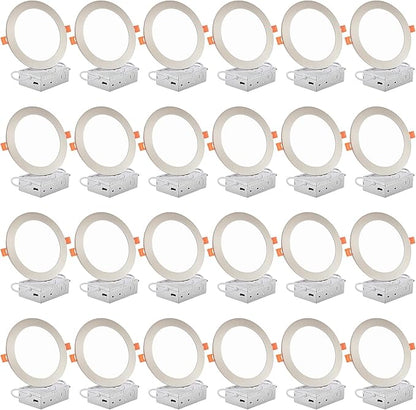 DLLT LED Recessed Ceiling Light: 24 Pack 6 Inch Brushed Nickel Recessed Lighting