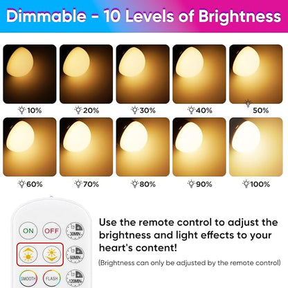 Yochoice Rechargeable Battery Operated Wireless Puck A19 Light Bulb with Remote Control 1 Packs, Dimmable Detachable LED Bulb with 15 Colors Selectable 3 Timer, for Wall Sconce, Non Hardwired