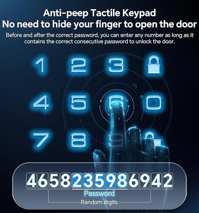 Ulecoce Keyless Entry Keypad Deadbolt with Handle Set, Smart Lock, Auto-Lock + One-Touch Lock, 100 Codes + 15-Min Easy Install, Ideal for Airbnb/Homes/Offices, Fits U.S. Standard Front Doors, Black