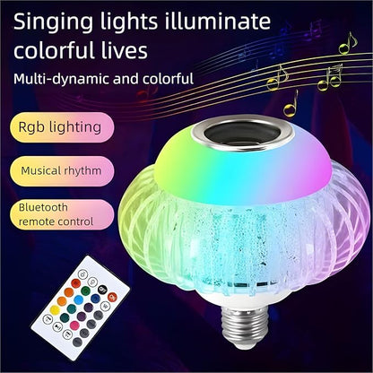 Bluetooth RGB Music Light Bulb, with Built-in Bluetooth Speaker, E27 Base Wireless Single Smart Light Bulb, Remote Control White+RGB Colors Speaker Bulb for Party, Home, Christma Decorations (2 Pcs)