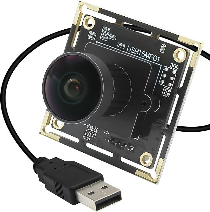 MMlove 16MP USB Camera Module Lightburn Camera 170° Wide Angle M12 Fisheye Lens with IMX298 Image Sensor Plug&Play Embedded Computer Webcam for HD Video Conference/Laptop/PC/Raspberry Pi