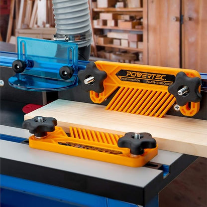 POWERTEC Tandem Feather Boards for Table Saw, Router Table & Bandsaw - 4PCs Combo Set, Fits T-Track & Miter Slot - Woodworking Tools & Accessories to Reduce Kickback & Increase Safety (72027)