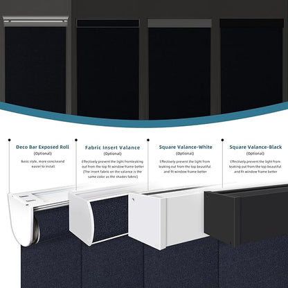 Motorized Roller Shade, 100% Blackout Smart Window Blinds Work with Homekit, Alexa, Google Home, Remote Control, Electric Blinds with USB/Solar Pannel,Dark Onyx Black