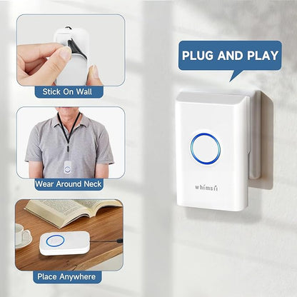 Caregiver Pager, Wireless Emergency Call Button for Elderly/Seniors, Disabled at Home, 500 Feet +, SOS Nurse Home Call Alert System