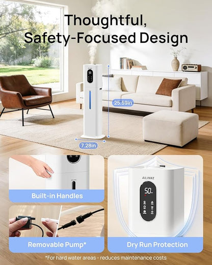 Humidifiers for Bedroom 500 sq ft, 2.1Gal/8L Warm & Cool Mist Humidifier Large Room with Essential Oil Diffuser, Large Room Humidifiers for Home Baby Nursery Office Plants, White