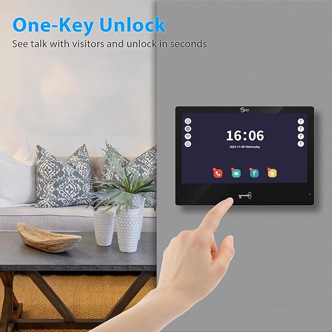 ANJIELO SMART Wired Video Door Phone Apartment Intercom System,WiFi 10 Inch Touch Monitor with 1080P Doorbell Camera,RFID Card Unlocking for Home Tuya,32G