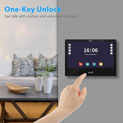 ANJIELO SMART Wired Video Door Phone Apartment Intercom System,WiFi 10 Inch Touch Monitor with 1080P Doorbell Camera,RFID Card Unlocking for Home Tuya,32G
