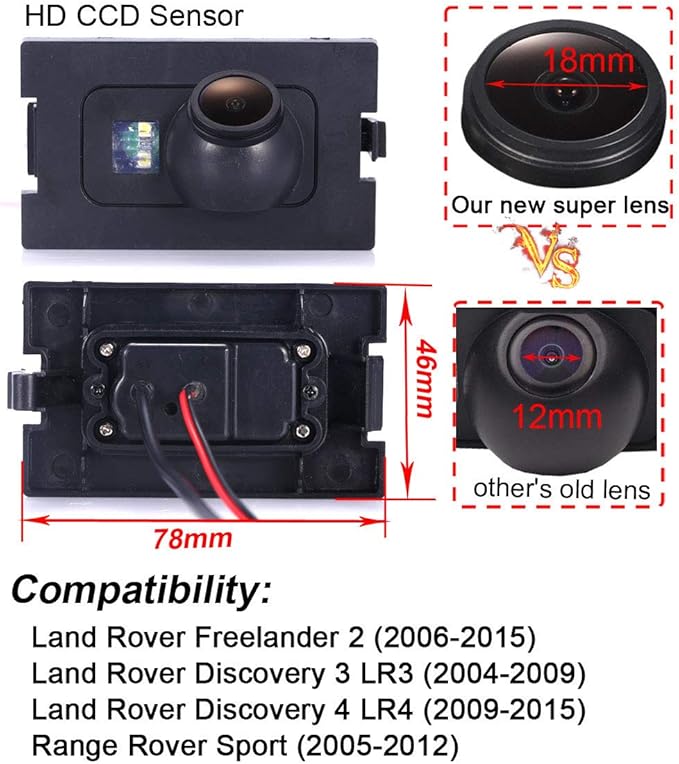Super HD vehicle camera 1280x720 pixels 1000 TV lines Waterproof Vehicle Car Rear View Backup Camera, 170° reverse camera for Land Rover Freelander 2 Discovery 3 LR3 Discovery 4 LR4 Range Rover Sport