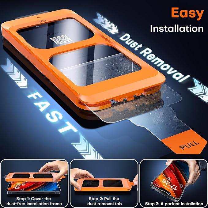TOCOL for iPhone 12 mini Privacy Screen Protector 9H Hardness Military Grade Shatterproof HD Tempered Glass Full Coverage Easy Installation Case Friendly 2 Pack