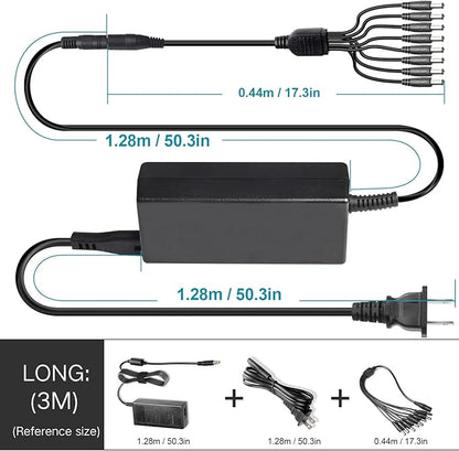 Fancy Buying Security Camera Power Adapter 12V 5A 100V-240V AC to DC 8-Way Power Splitter Cable FCC Certified LED Power Transformers-Fits Analog/AHD DVR/Camera, RGB LED Strip Lights