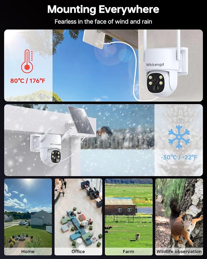3MP F1.0 Aperture True Full Color Night Vision 2-Cam Kit 5G/2.4G WiFi Home Security PTZ Cameras with Solar Panel, Surveillance Recorder System