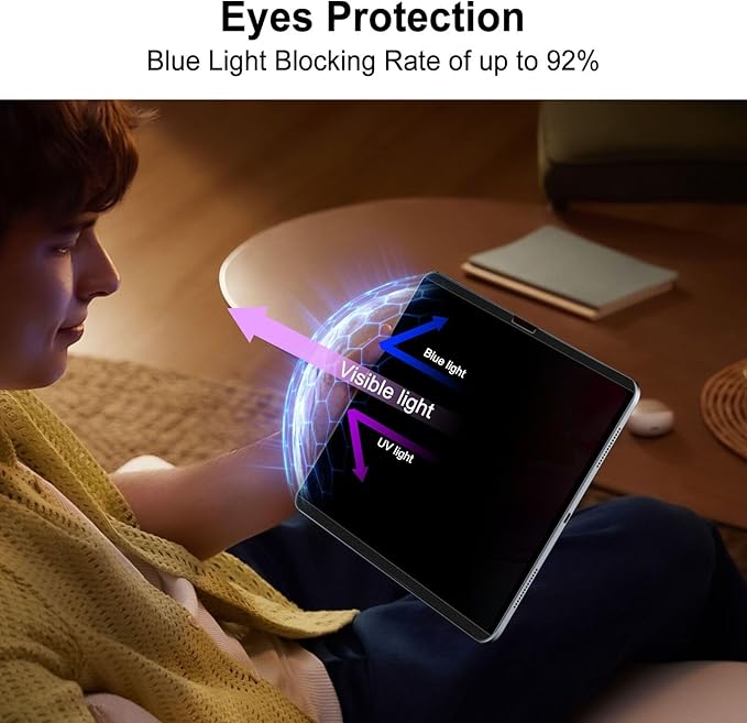 Magnetic Privacy Screen for iPad Pro 13 inch M5 2025/M4 2024(8th/7th Generation),Removable Anti Spy Glare Blue Light Filter Black Secrity Privacy Film