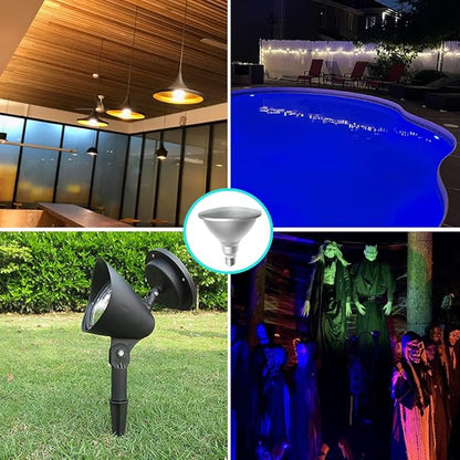 2 Packs Par38 LED Flood Light Bulbs with Remote Timing Function,30W=100W,E26 Color Changing Light Bulbs for Easter Christmas Party Home Garden Holiday Decoration