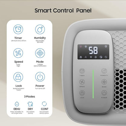 4500 Sq.Ft Dehumidifier for Basement with Drain Hose, ANDTE 52 Pints Smart Compressor Dehumidifiers for Home Large Room, Bathroom, Intelligent Humidity Control, Touch Control Panel, Auto Defrost