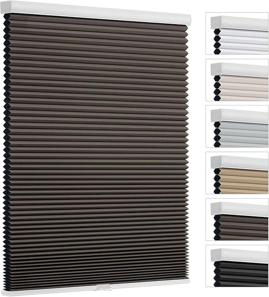 Changshade Custom Blinds Cellular Shades Blackout Cordless for Indoor Windows, Honeycomb Blind Room Darkening Black Out Shade for Bedroom, Bathroom, Nursey, Heat Light Blocking Easy Install, Taupe